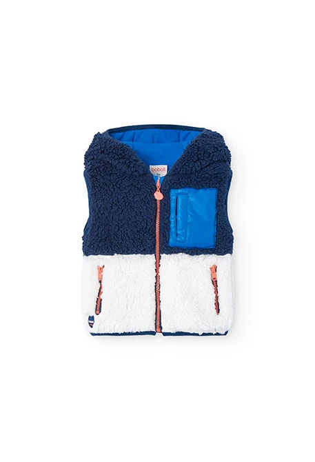 Baby boy navy blue sheepskin vest