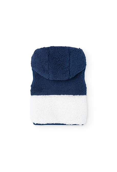 Gilet en peau de mouton pour bébé garçon en bleu marine