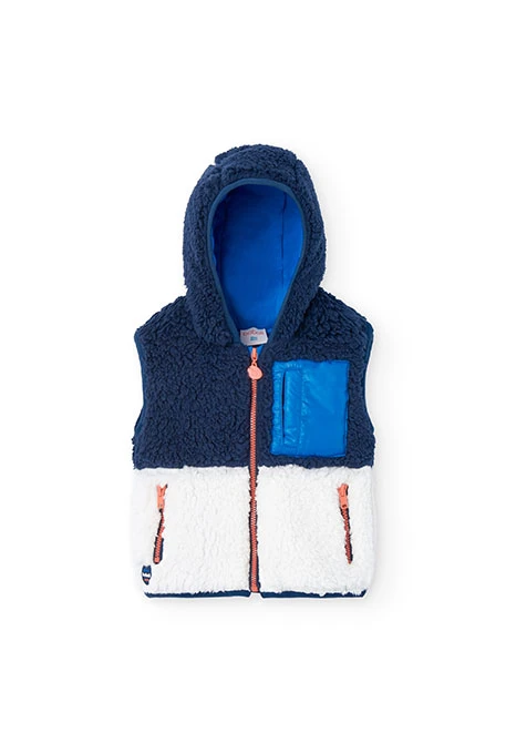 Baby boy navy blue sheepskin vest