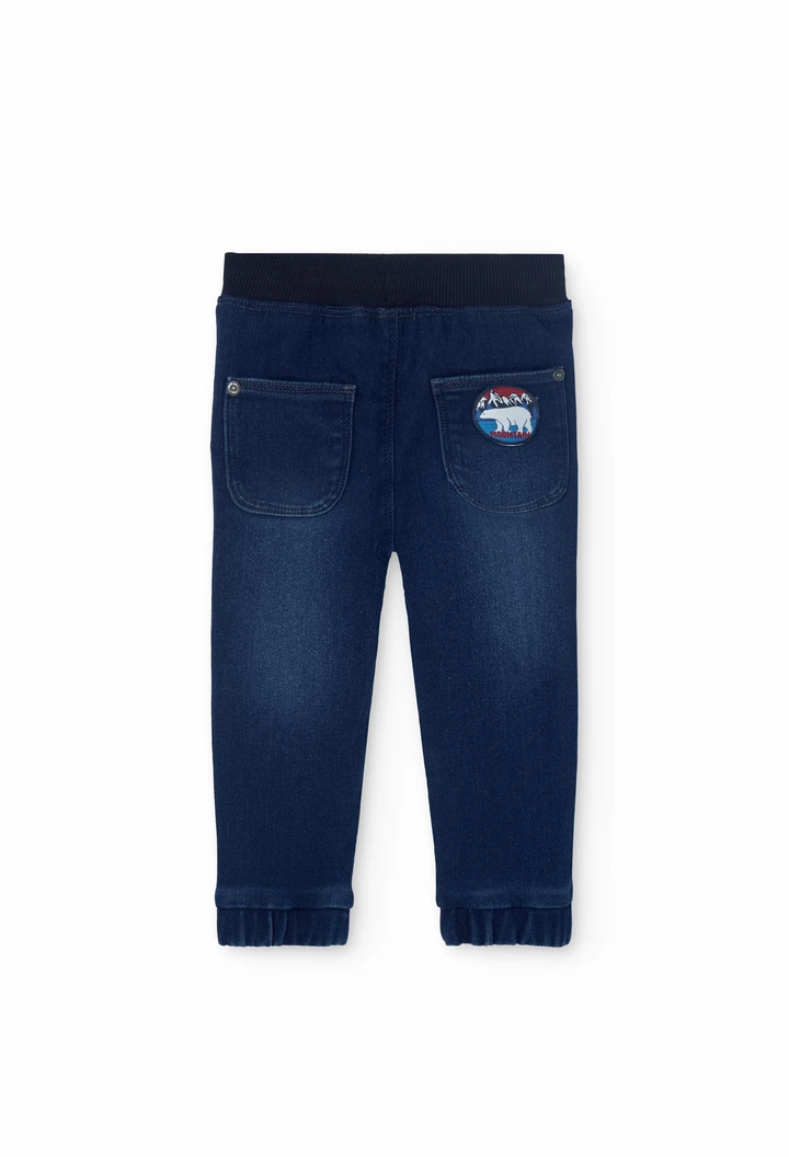 Dark blue denim trousers for baby boy