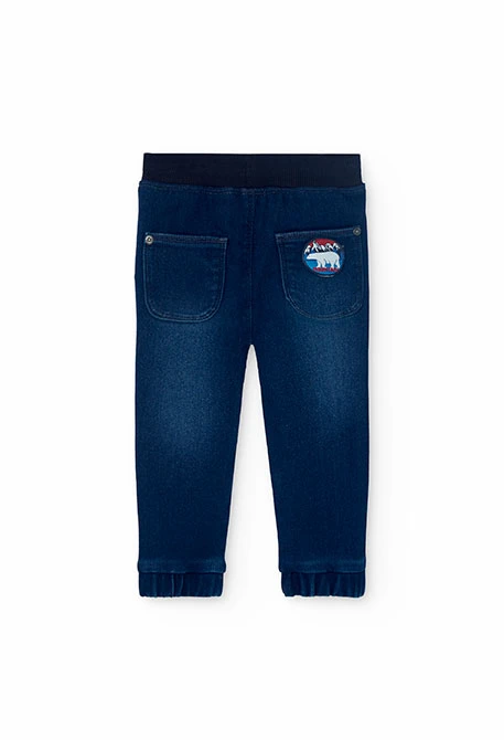 Dark blue denim trousers for baby boy