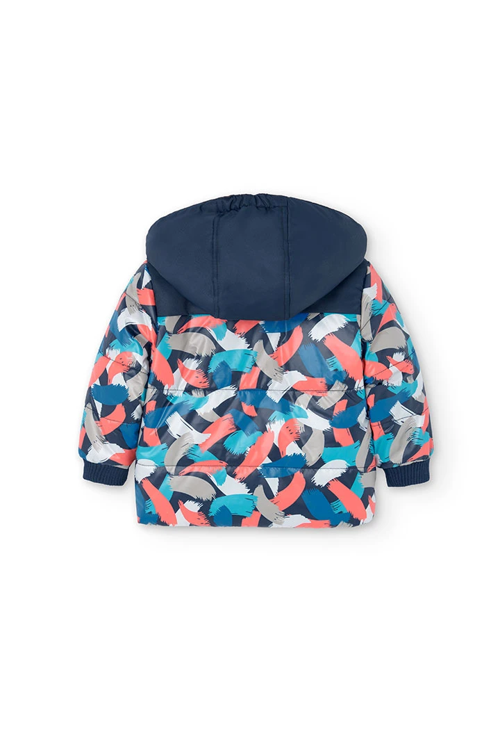 Parka für Baby-Jungen mit marineblauem Druck