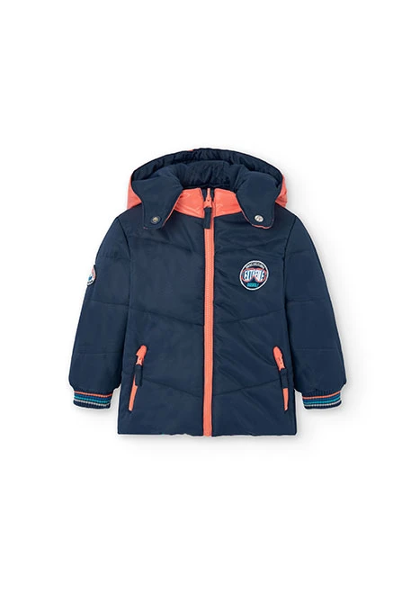 Parka reversibile per neonato stampata blu navy