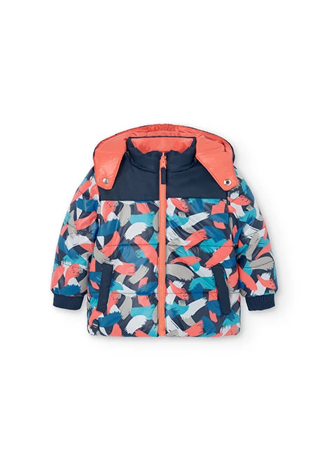 Parka für Baby-Jungen mit marineblauem Druck