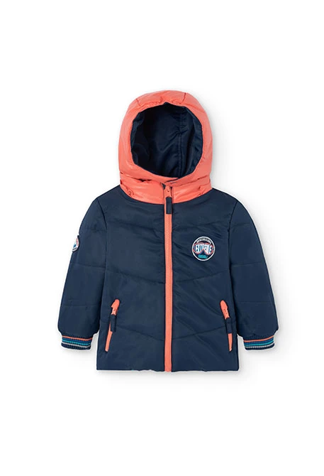 Parka reversibile per neonato stampata blu navy