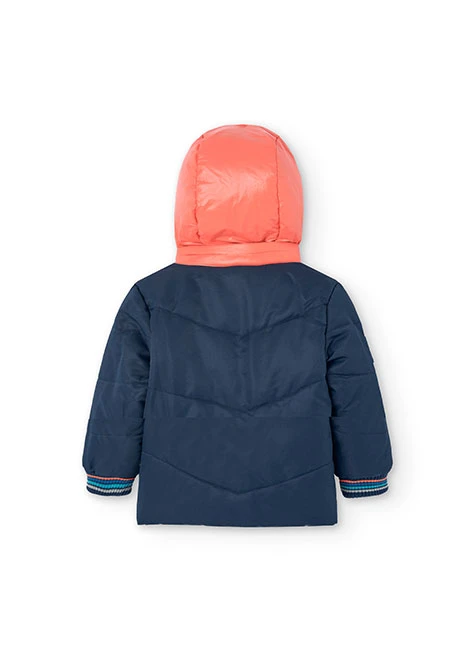 Parka reversibile per neonato stampata blu navy