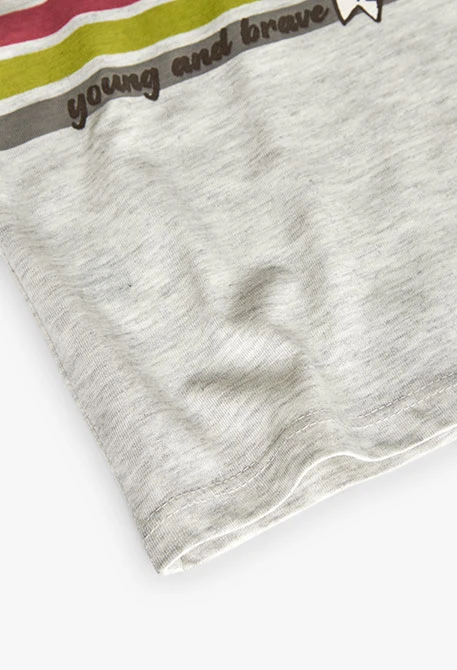 T-shirt en tricot pour bébé garçon de couleur crème avec imprimé