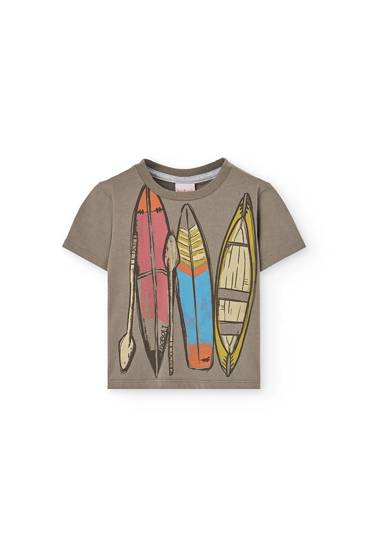 T-shirt en tricot pour bébé garçon de couleur marron.
