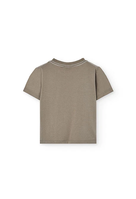 Camiseta de malha para bebé menino em cor castanha.