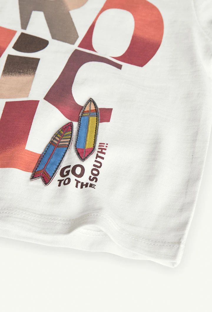T-shirt de malha para bebé menino em branco com estampado