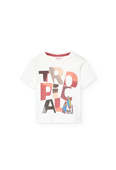 T-shirt de malha para bebé menino em branco com estampado
