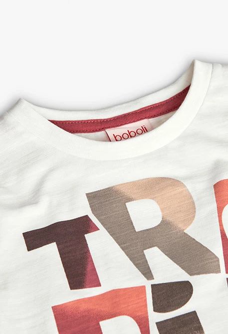 T-shirt de malha para bebé menino em branco com estampado