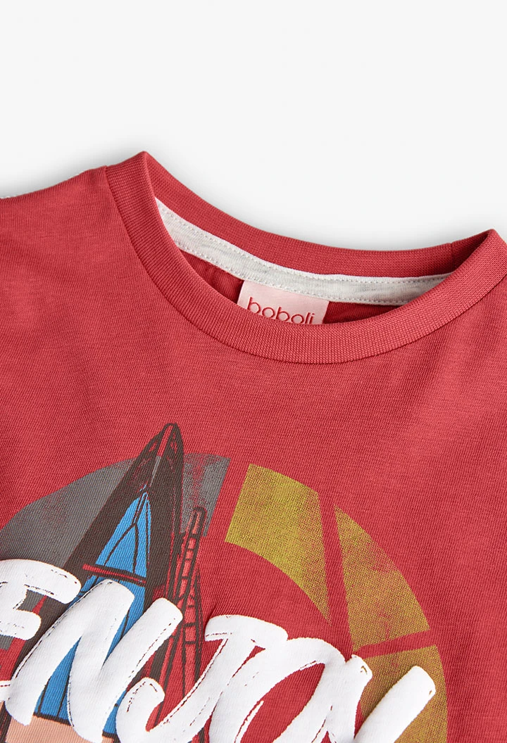 T-shirt en tricot pour bébé garçon en couleur grenat