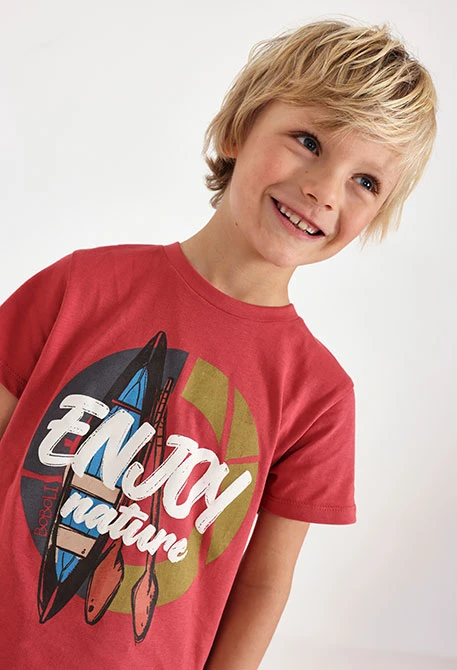 Burgundy knitted baby boy t-shirt