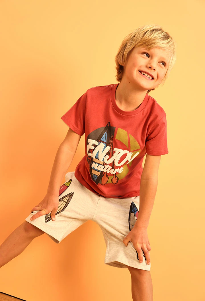 Strick-Bermudashorts für Babyjungen in Rohweiß