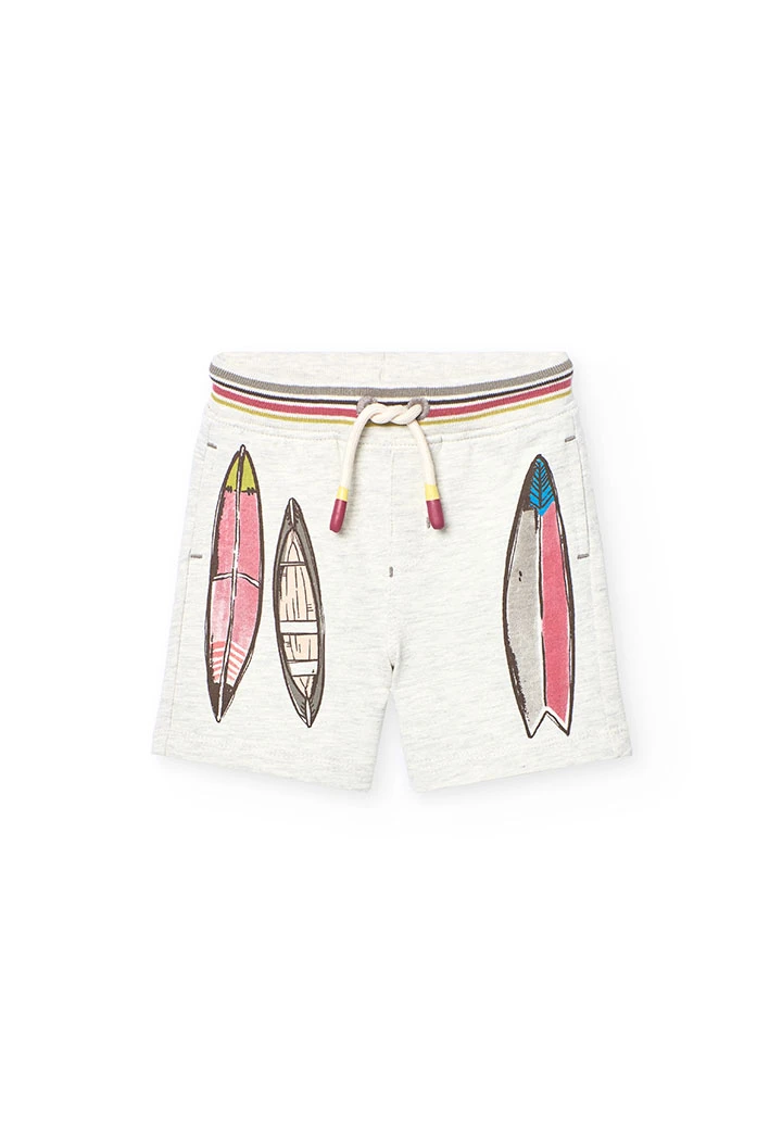 Knit shorts for baby boy in off-white colour