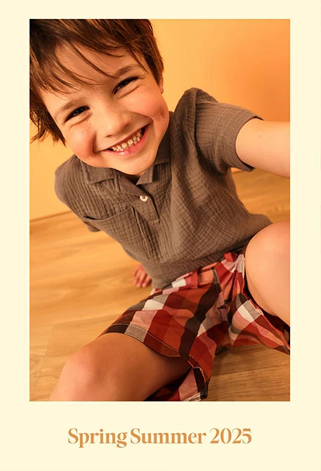 Baby poplin shorts in red and brown check pattern