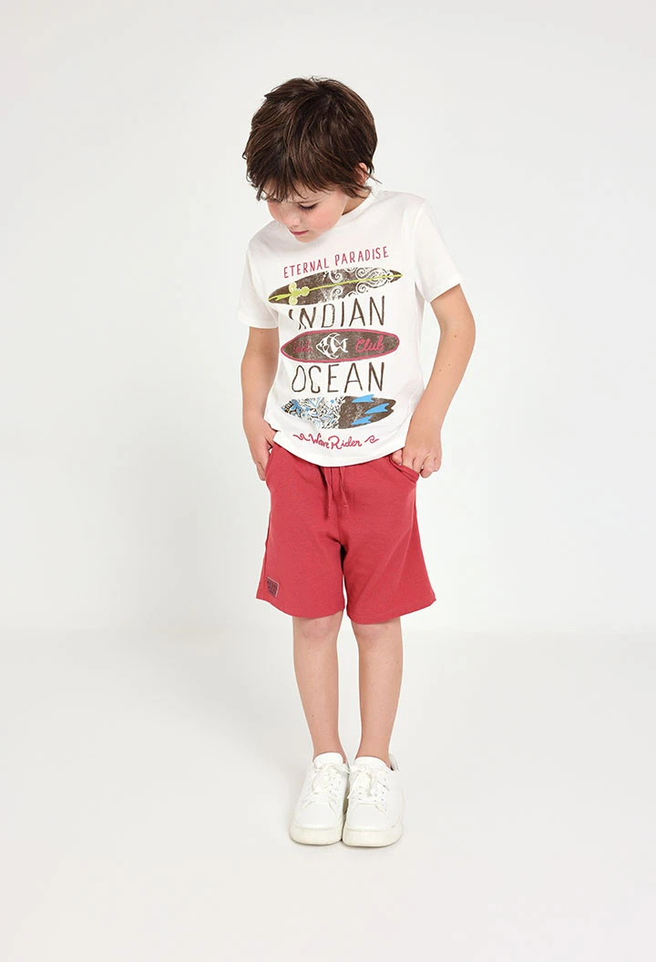Set di maglietta e pantaloncini in maglia per neonato di colore bianco