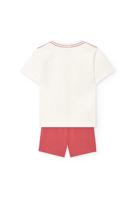 Conjunto de camiseta y pantalones cortos de punto para bebé niño en color blanco