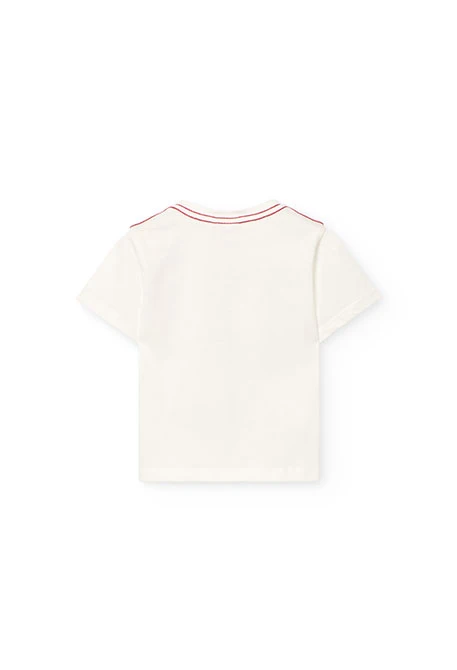 Conjunto de camiseta y pantalones cortos de punto para bebé niño en color blanco
