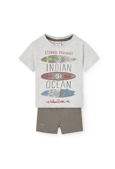 Conjunto de camiseta de punto para bebé niño en color crudo