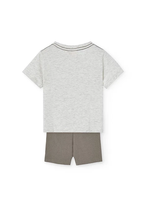 Conjunto de camiseta de punto para bebé niño en color crudo
