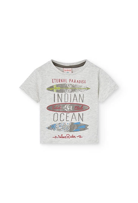 Conjunto de camiseta de punto para bebé niño en color crudo