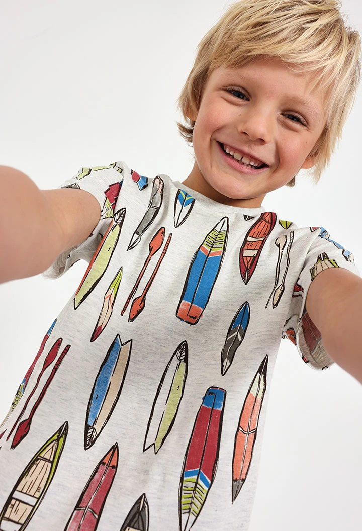 Camisola de malha para bebé menino com estampado de surfistas