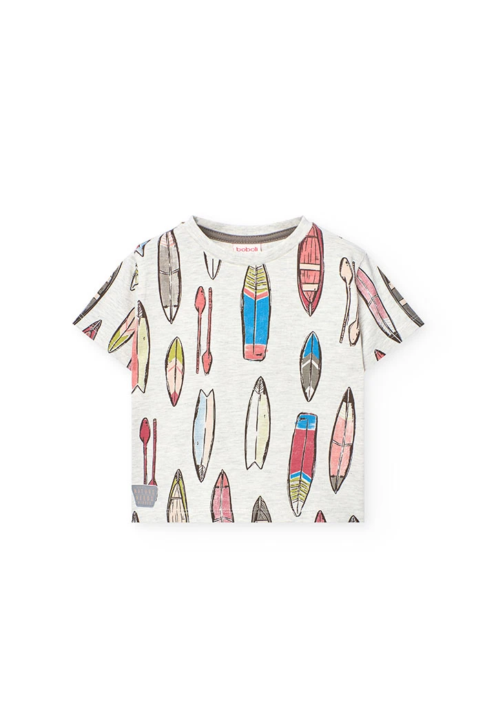 Camisola de malha para bebé menino com estampado de surfistas