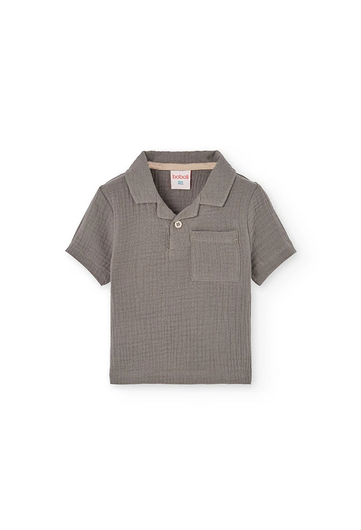Polo in maglia per bambino in colore grigio scuro