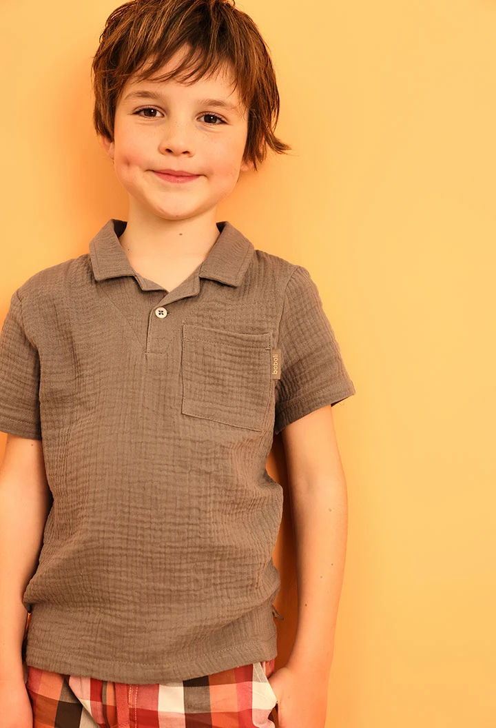 Polo en tricot pour bébé garçon coloris gris foncé