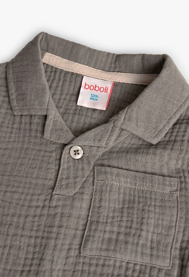 Polo en tricot pour bébé garçon coloris gris foncé