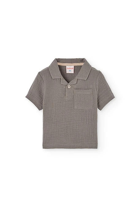 Polo in maglia per bambino in colore grigio scuro