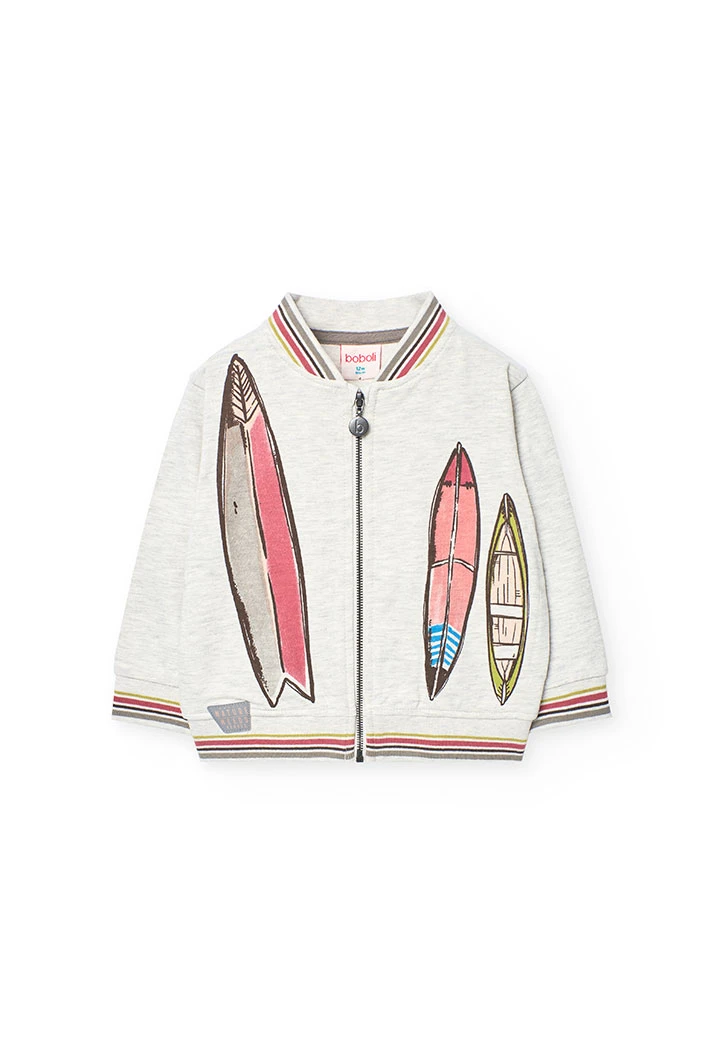 Baby boy fleece jacket in cream colour