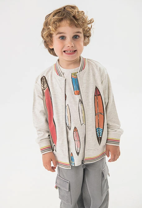 Baby boy fleece jacket in cream colour
