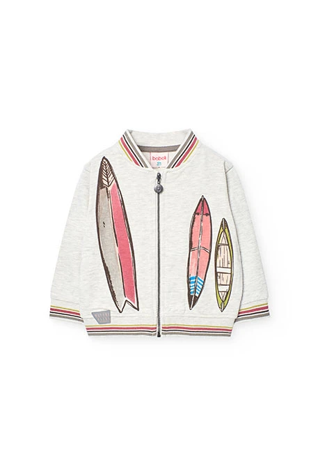 Baby boy fleece jacket in cream colour