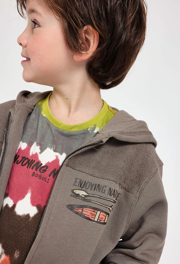 Baby boy fleece jacket in dark grey