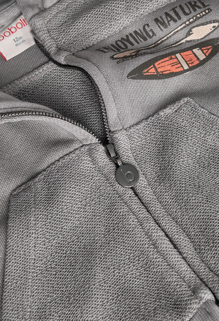 Baby boy fleece jacket in dark grey