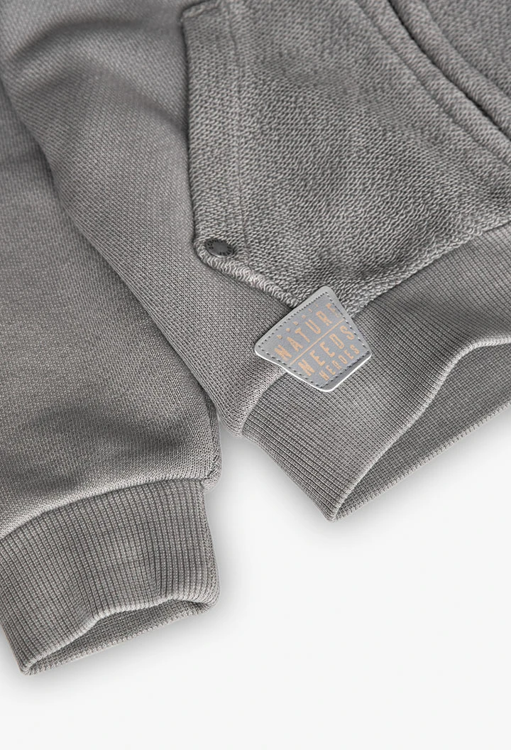 Baby boy fleece jacket in dark grey
