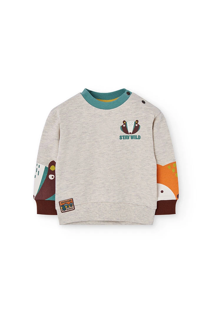 Sweat-shirt garçon polaire beige