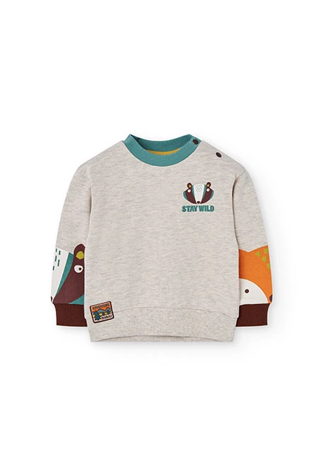 Beige fleece sweatshirt for boy