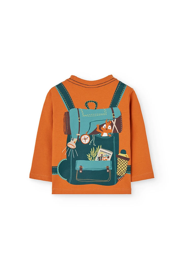 Orangefarbenes Strick-T-Shirt für Jungen