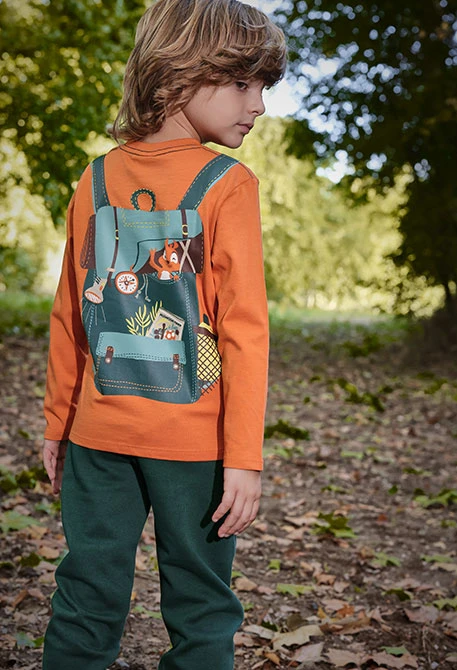 T-shirt garçon en maille orange