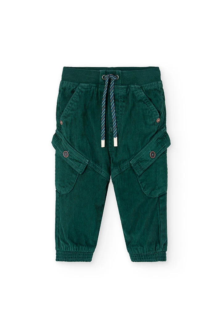 Pantaloni bambino velluto a coste verde scuro