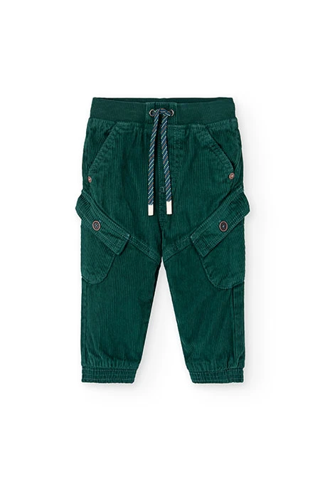 Pantaloni bambino velluto a coste verde scuro