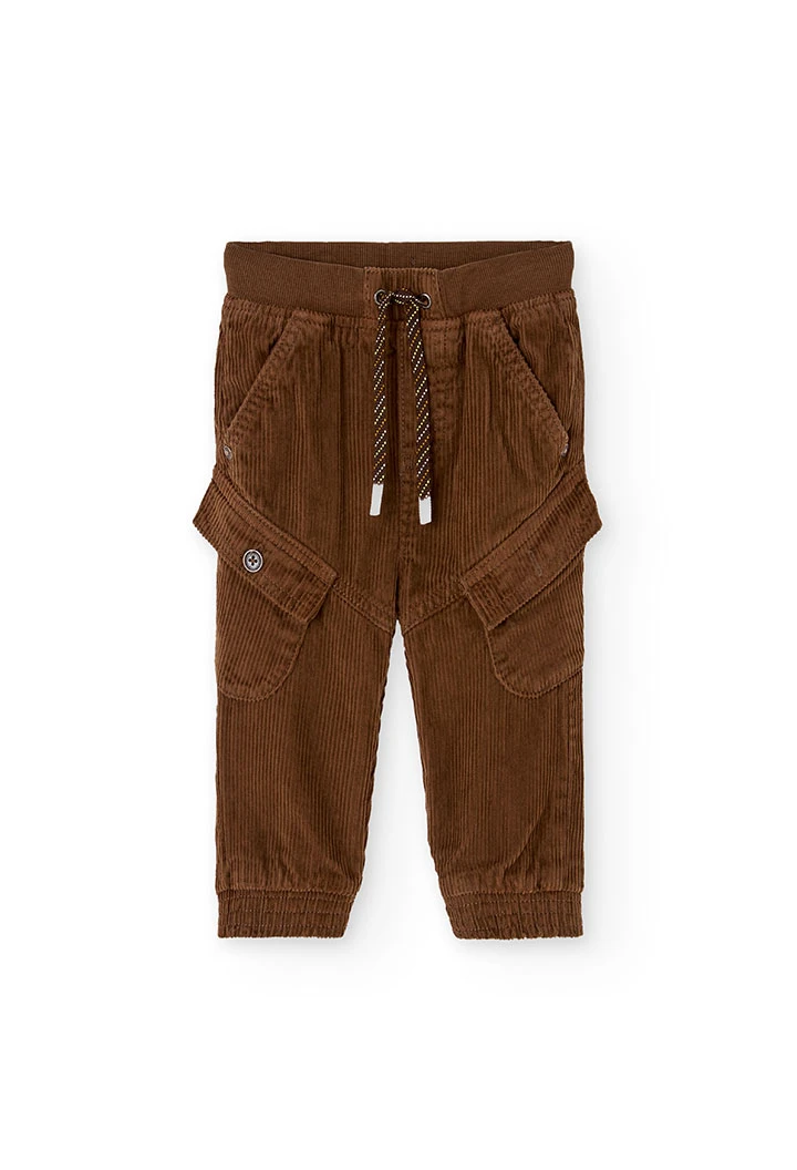 Pantalon garçon en velours marron