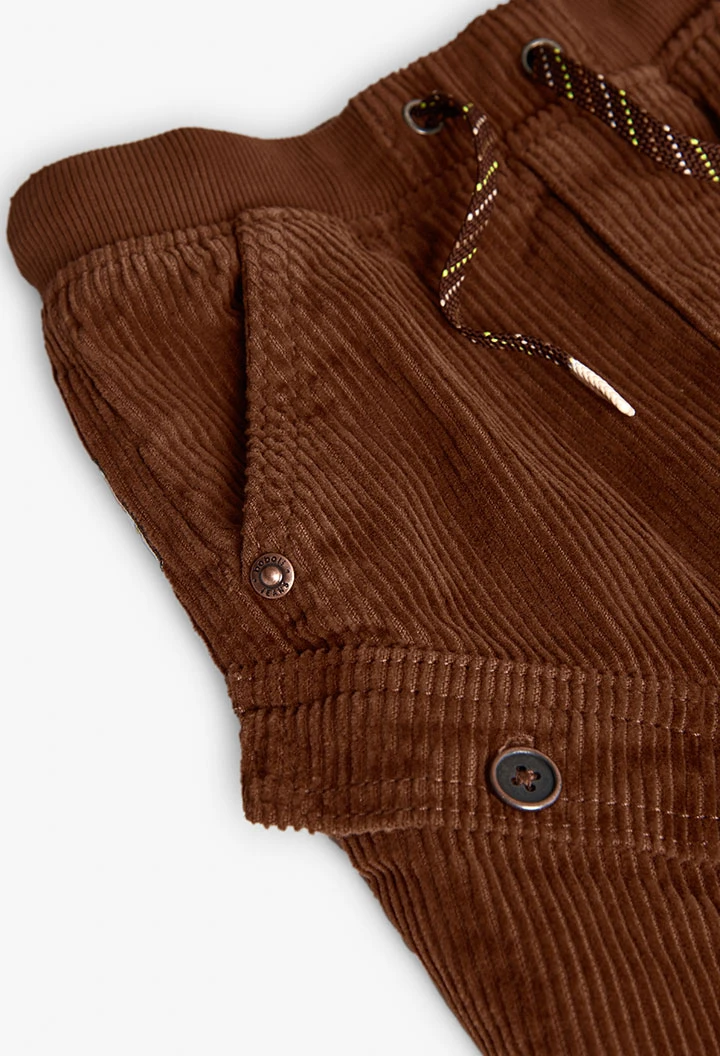 Pantaloni bambino in velluto a coste marrone
