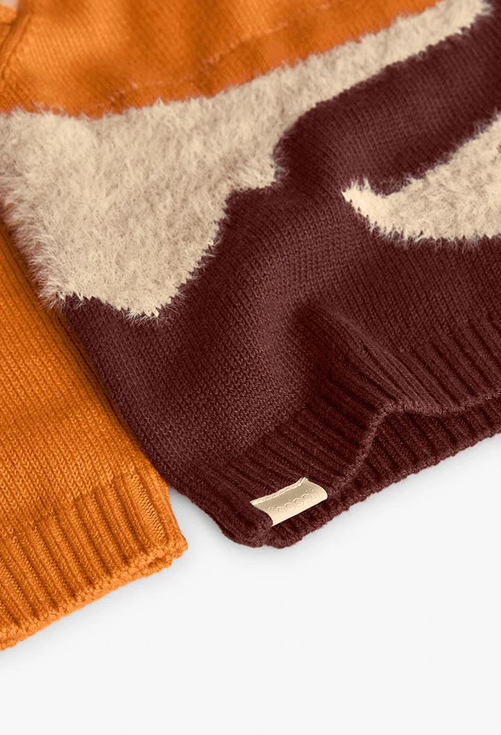 Maglione bambino marrone con stampa animale