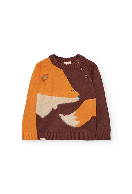 Brauner Jungenpullover mit Tiermuster