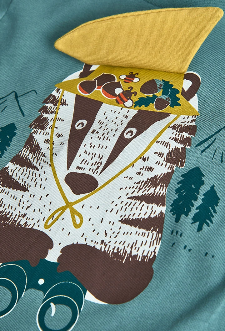 Jungen T-Shirt wassergrün mit Tiermuster